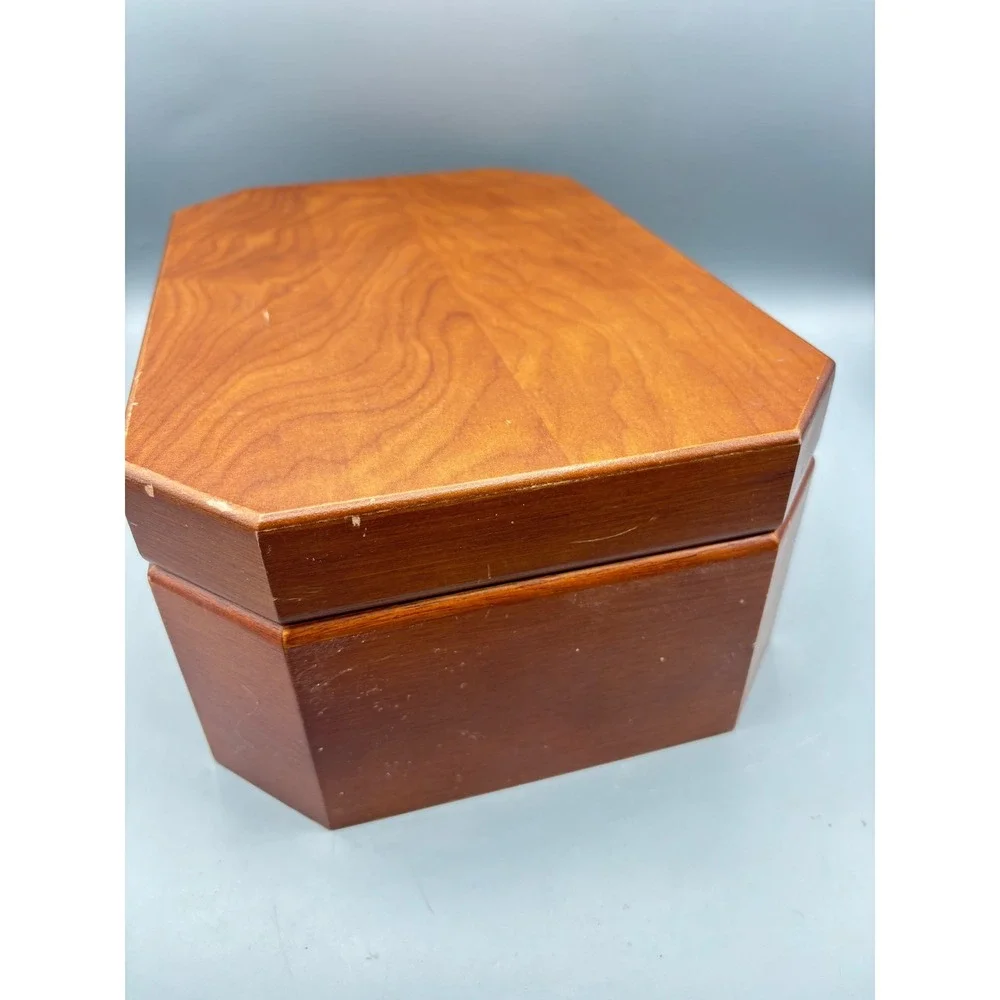 Vintage Wooden Jewelry‎ Box Insert Necklace Hooks Ring Tray Large Hinged